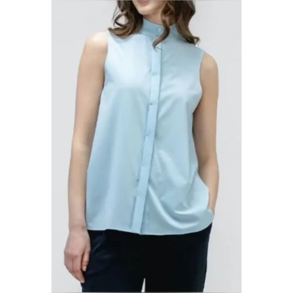 Ministry of Supply Women Juno Mock Neck Tank Medium Blue NWT